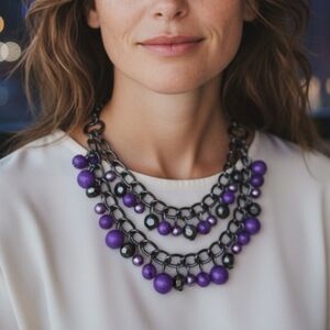 Paparazzi Purple & Black Necklace & Earring Set